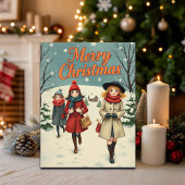 ヴィンテージイラストレーション教会に行く人々 シーズンポストカード