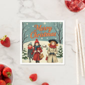 ヴィンテージイラストレーション教会に行く人々 スタンダードカクテルナプキン (インサイチュ)