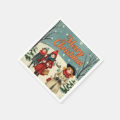 ヴィンテージイラストレーション教会に行く人々 スタンダードカクテルナプキン (角)