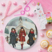 ヴィンテージイラストレーション教会に行く人々 ペーパープレート (パーティー)