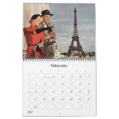 ヴィンテージイラストレーション旅行と輸送 カレンダー (2月 2027)