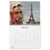 ヴィンテージイラストレーション旅行と輸送 カレンダー (2月 2026)