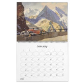 ヴィンテージイラストレーション旅行と輸送 カレンダー (1月 2026)