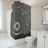 ヴィンテージイラストレーション月の位相のセット。違う シャワーカーテン (インサイチュ)