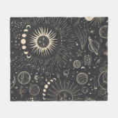 ヴィンテージイラストレーション月の位相のセット。違う フリースブランケット (正面(横))