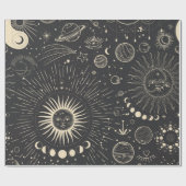 ヴィンテージイラストレーション月の位相のセット。違う ラッピングペーパー (フラット)