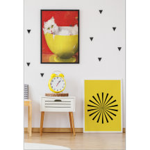 ヴィンテージイラストレーション猫インイエローボウル