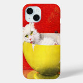 ヴィンテージイラストレーション猫インイエローボウル Case-Mate iPhoneケース (裏面)