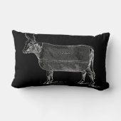 ヴィンテージイラストレーション白牛黒枕 ランバークッション (裏面)