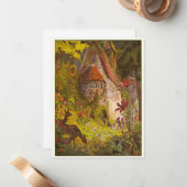 ヴィンテージイラストレーション神秘的な森林城 ノートカード (正面/裏面インサイチュ)