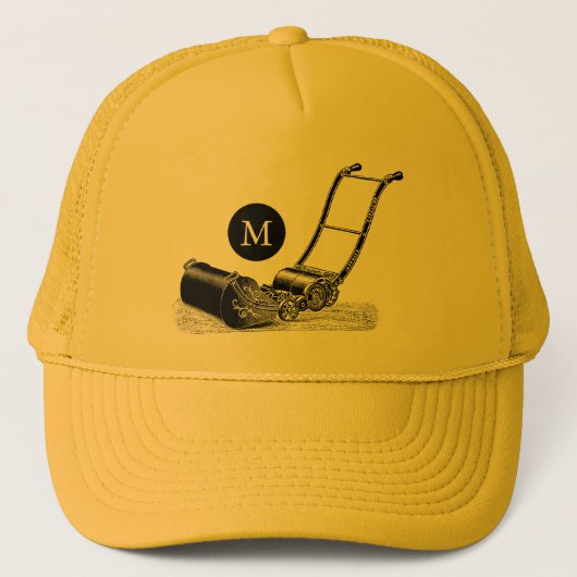 ヴィンテージイラストレーション芝刈り機モノグラムハット キャップ (正面)