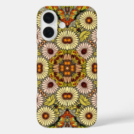 ヴィンテージイラストレーション花蝶パターン iPhone 16ケース