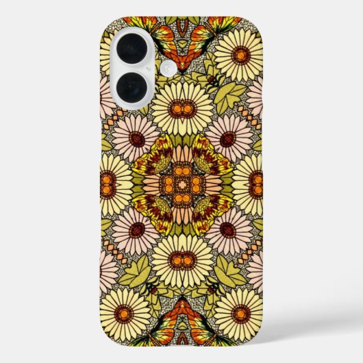 ヴィンテージイラストレーション花蝶パターン Case-Mate iPhoneケース (裏面)