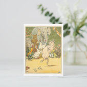 ヴィンテージイラストレーション踊り豚/動物 ポストカード (スタンド正面)