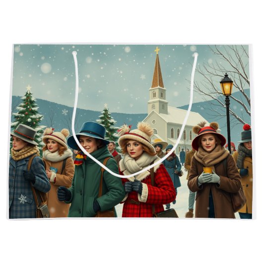 ヴィンテージイラストレーション離れ人民教会 ラージペーパーバッグ (正面)