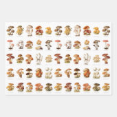 ヴィンテージイラストレーション食用非食用きのこ ラッピングペーパーシート (正面3)