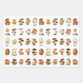 ヴィンテージイラストレーション食用非食用きのこ ラッピングペーパーシート (正面2)
