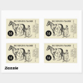 ヴィンテージイラストレーション馬クリッピングモノグラムS 長方形シール (シート)