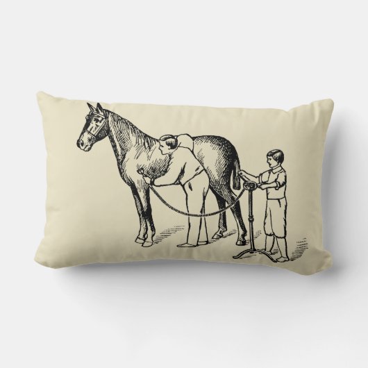 ヴィンテージイラストレーション馬クリッピングランバーピロー ランバークッション (裏面)