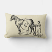 ヴィンテージイラストレーション馬クリッピングランバーピロー ランバークッション (正面)