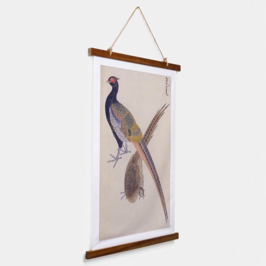 ヴィンテージイラストレーション：キジ 吊り下げ型タペストリー (傾斜あり)