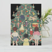 ヴィンテージイラストレーション-クリスマスツリーとキッズ 招待状 (スタンド正面)