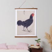ヴィンテージイラストレーション:シャモ鶏 吊り下げ型タペストリー (寝室)