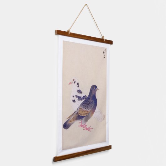 ヴィンテージイラストレーション:ハト 吊り下げ型タペストリー (傾斜あり)