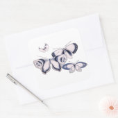 ヴィンテージイラストレーション、ブルー蝶 スクエアシール (封筒)