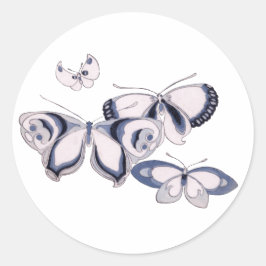 ヴィンテージイラストレーション、ブルー蝶 ラウンドシール
