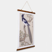 ヴィンテージイラストレーション:ユーラシア産マグピー 吊り下げ型タペストリー (傾斜あり)
