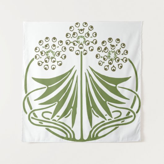 ヴィンテージイラストレーション-抽象芸術アールヌーボーボーティ タペストリー (正面)