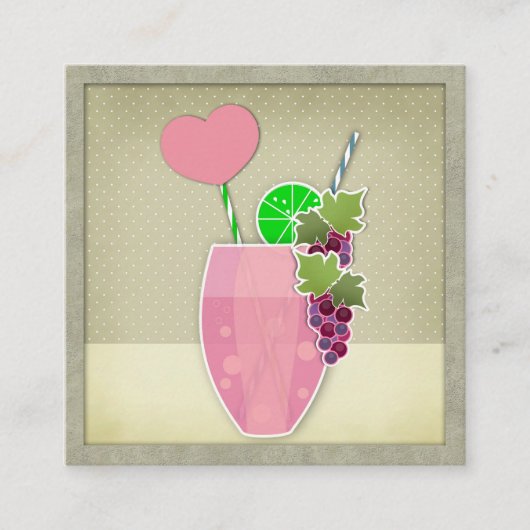 ヴィンテージイラストレーション、果実 スクエア名刺 (正面)