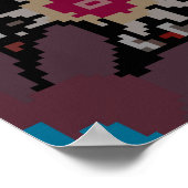 ヴィンテージイラストレーション。民俗的な民族紫、赤 ポスター (角)