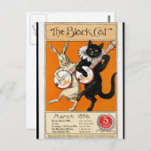ヴィンテージイラストレーション、黒猫、1896 ポストカード (正面/裏面)