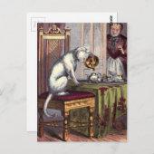 ヴィンテージイラストレーション:Puss Making tea ポストカード (正面/裏面)