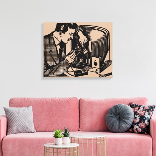 ヴィンテージイラストレーションTVリペアラーキャンバスプリント キャンバスプリント (インサイチュ (リビング))