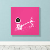 ヴィンテージイラストレーションWツリーポットモノグラムキャンバス キャンバスプリント (インサイチュ (ウッドフロア))