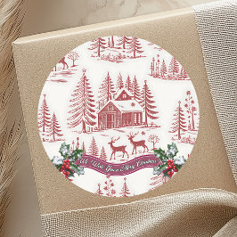 ヴィンテージイラスト トナカイと家 クリスマス ラウンドシール