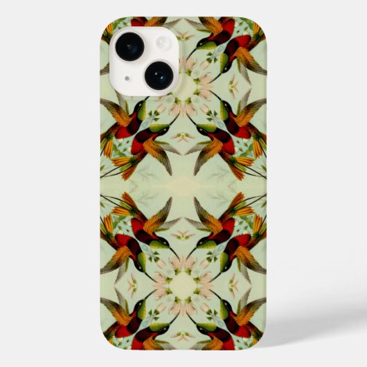 ヴィンテージイラスト ハチドリと花 Case-Mate iPhoneケース (裏面)