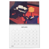 ヴィンテージイラスト ミュージシャンと音楽テーマ カレンダー (1月 2026)