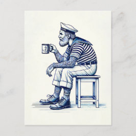 ヴィンテージイラスト 水兵のコーヒータイム ポストカード