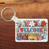 ヴィンテージイラスト WELCOME フラワー付き キーホルダー (裏面)