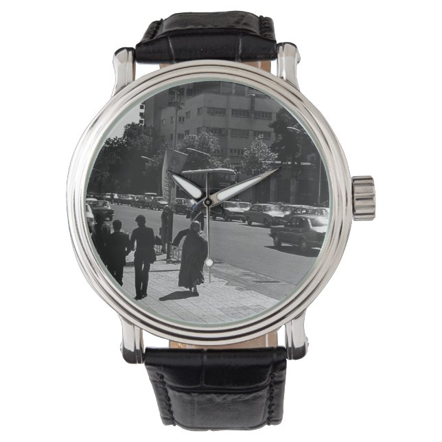 ヴィンテージイランのテヘラン市の通りと人 腕時計 (正面)