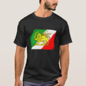 ヴィンテージイラン、ペルシャ国旗とライオン、イランのシャー Tシャツ (正面)