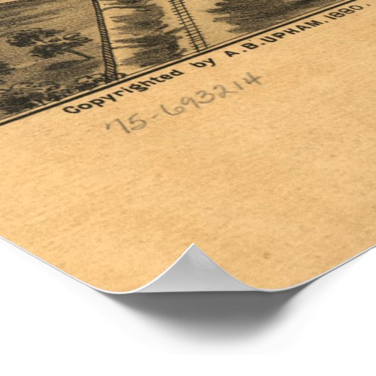 ヴィンテージイリノイのエルギン地図(1880) ポスター (角)