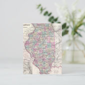 ヴィンテージイリノイの地図(1855年) ポストカード (スタンド正面)