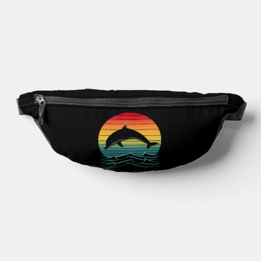 ヴィンテージイルカの夕日と海 ファニーパック (レイダウン)