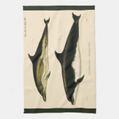 ヴィンテージイルカ、海産動物及び哺乳類 キッチンタオル (縦)
