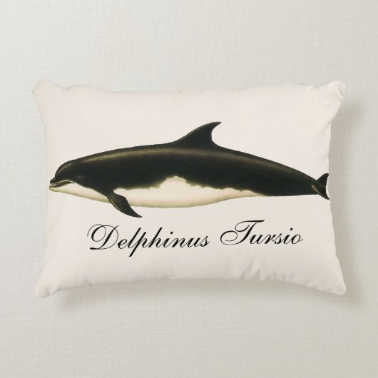 ヴィンテージイルカDelphinus Tursio、海洋哺乳類 アクセントクッション (正面)